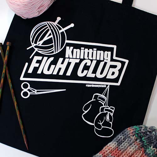 Knitting Fight Club Tote Bag